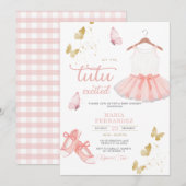 Pink Gold Ballet Girl Baby shower Uitnodiging (Voorkant / Achterkant)
