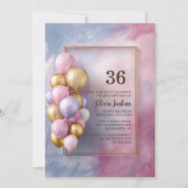 Pink Gold Balloons Any Age Birthday Party Kaart (Voorkant)