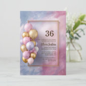 Pink Gold Balloons Any Age Birthday Party Kaart (Staand voorkant)