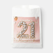 Pink Gold Balloons Pearl 21st Birthday Thank You Bedankzakje (Voorkant)