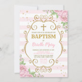 Pink Gold Baptism Christening Floral Princess Kaart (Voorkant)