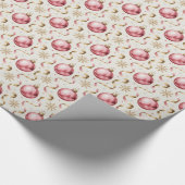Pink Gold Bauble Luxury Christmas Holiday Pattern Cadeaupapier (Hoek)