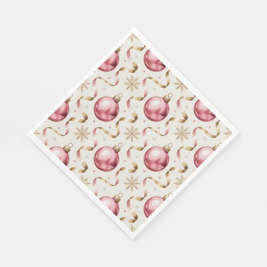 Pink Gold Bauble Luxury Christmas Holiday Servet (Hoek)