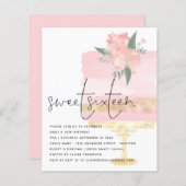 Pink Gold Birthday Cake Sweet 16 Invite (Voorkant / Achterkant)