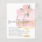 Pink Gold Birthday Cake Sweet 16 Invite (Voorkant)