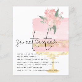 Pink Gold Birthday Cake Sweet 16 Invite