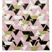 Pink Gold Black White Boho Glam Triangles Patroon Douchegordijn (Voorkant)