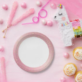 Pink Gold Bling Verjaardag Papieren Bordje (Feest)