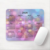Pink Gold Blue Bokeh 2026 Calendar Muismat (Met muis)