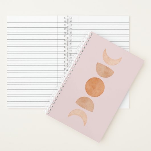 Pink & Gold Boho Moon Phases Journal Notitieboek (Binnen)