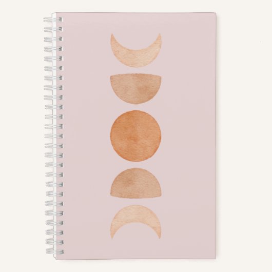 Pink & Gold Boho Moon Phases Journal Notitieboek (Voorkant)