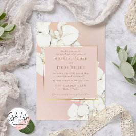 Pink Gold Botanical Orchid Floral Wedding Kaart