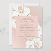 Pink Gold Botanical Orchid Floral Wedding Kaart (Voorkant)