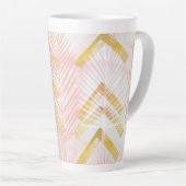 Pink & Gold Botanical Palm Leaves Latte Mok (Rechterhoek)