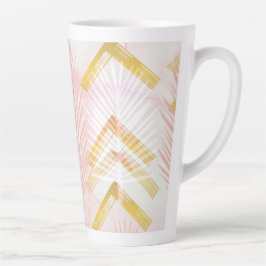 Pink & Gold Botanical Palm Leaves Latte Mok