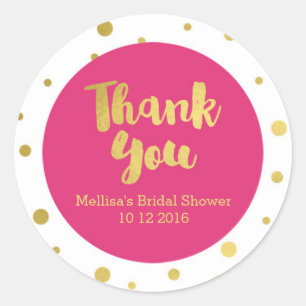 Pink Gold Bridal Shower Thank You Favor Sticker