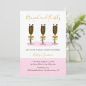 Pink Gold Brunch and Bubbly Bridal Shower Kaart (Staand voorkant)