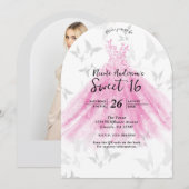 Pink & Gold Butterfly Dansjurk Sweet 16 Kaart (Voorkant / Achterkant)