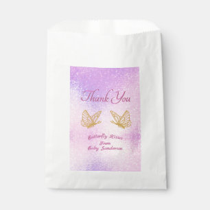 Pink Gold Butterfly Kisses Dank u Baby shower Bedankzakje