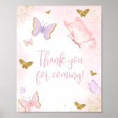 Pink Gold Butterfly Spring Bedankt voor uw komst Poster (Voorkant)