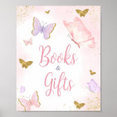 Pink Gold Butterfly Spring Boeken en geschenken Poster (Voorkant)