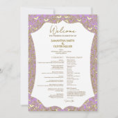 Pink Gold Butterfly Wedding Programma (Voorkant)