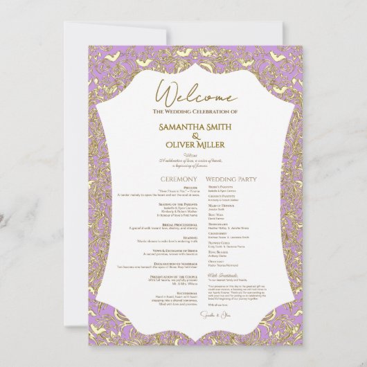 Pink Gold Butterfly Wedding Programma (Voorkant)