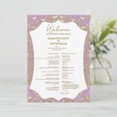 Pink Gold Butterfly Wedding Programma (Staand voorkant)
