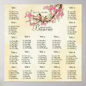Pink Gold Cherry Blossom Love Bird Weddenschap Poster (Voorkant)