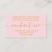 Pink Gold Children's Birthday Snoep Cone Favor Visitekaartje (Achterkant)