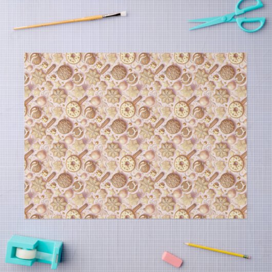 Pink Gold Christmas Pattern#12 ID1009 Wrapping Tissuepapier (Craft)