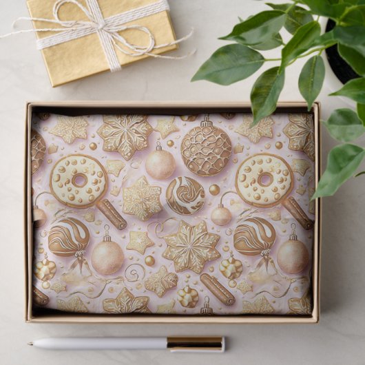 Pink Gold Christmas Pattern#12 ID1009 Wrapping Tissuepapier (Geschenk)
