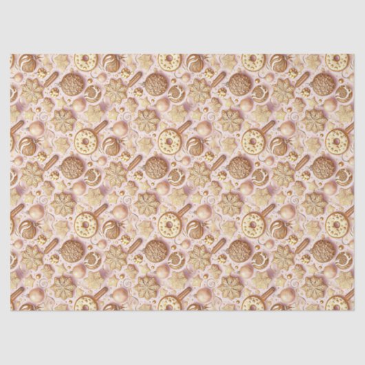 Pink Gold Christmas Pattern#12 ID1009 Wrapping Tissuepapier (Voorkant)