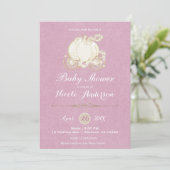 Pink Gold Cinderella Carriage Baby shower Kaart (Staand voorkant)
