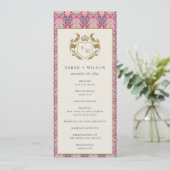 Pink Gold Classy Floral Laurel Wedding Programma (Staand voorkant)