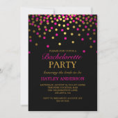 Pink & Gold Confetti Bachelorette Uitnodiging (Voorkant)