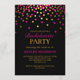 Pink & Gold Confetti Bachelorette Uitnodiging