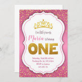 Pink Gold Confetti Princess Birthday Uitnodiging  (Voorkant / Achterkant)