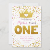 Pink Gold Confetti Princess Birthday Uitnodiging  (Voorkant)