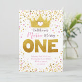 Pink Gold Confetti Princess Birthday Uitnodiging  (Staand voorkant)