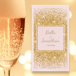 Pink Gold Confetti Romantic Elegant Wedding Custom Servet