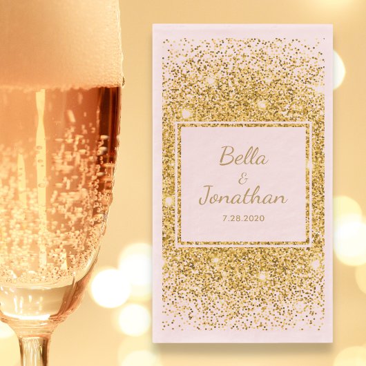 Pink Gold Confetti Romantic Elegant Wedding Custom Servet