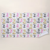Pink Gold Confetti Stip Love Strandlaken (Voorkant)