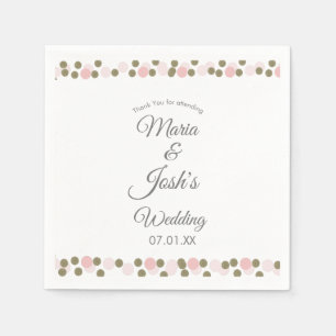 Pink Gold Confetti Stippen Border Wedding Servet