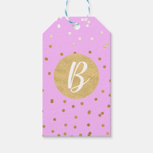 Pink Gold Confetti Stippen Modern Glamour Glam Fav Cadeaulabel (Voorkant)
