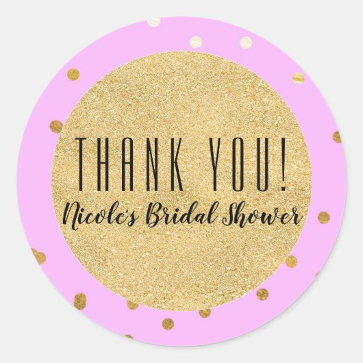 Pink Gold Confetti Stippen Modern Glamour Glam Fav Ronde Sticker (Voorkant)