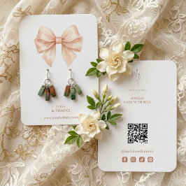 Pink & Gold Coquette Bow QR Jewelry Display TMF26 Visitekaartje