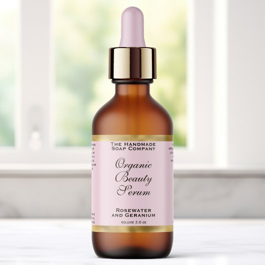 Pink & Gold Cosmetics Dropper Bottle Label