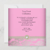 Pink Gold Cream Diamond Gem Elegant Party Kaart (Achterkant)