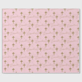 Pink Gold Cross Script-bevestiging Cadeaupapier (Vlak)